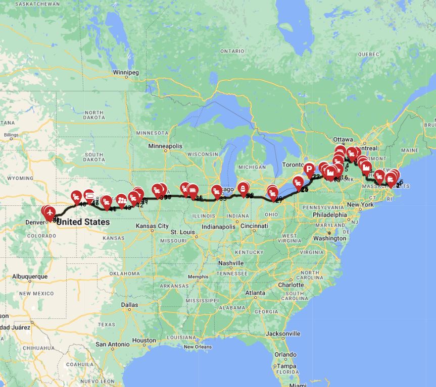 Boston to Denver motorhome trip planner RV route plan